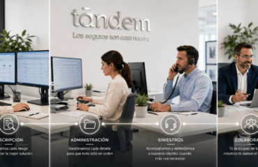 CEquipo de una correduría de seguros trabajando en suscripción, administración, gestión de siniestros y apoyo a colaboradores comerciales.