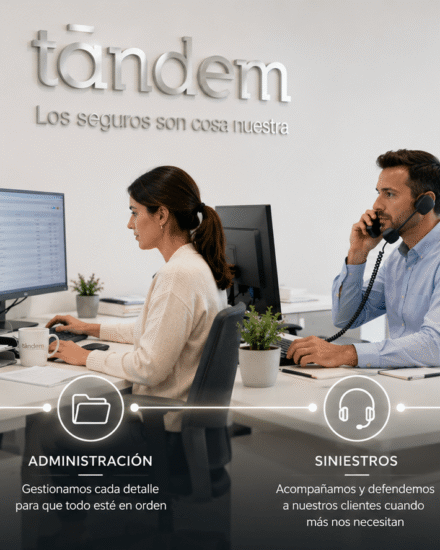 CEquipo de una correduría de seguros trabajando en suscripción, administración, gestión de siniestros y apoyo a colaboradores comerciales.